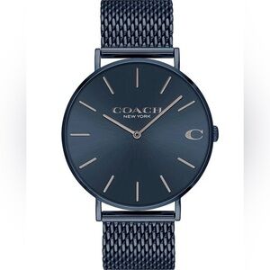 Coach Charles Blue Dial Blue Mesh Bracelet Watch For Men